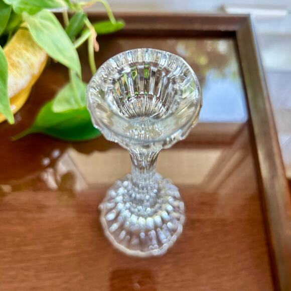 Vintage Mikasa Crystal Taper Candle Holder – 8” Ribbed Glass Elegant Home Decor - Picture 2 of 8